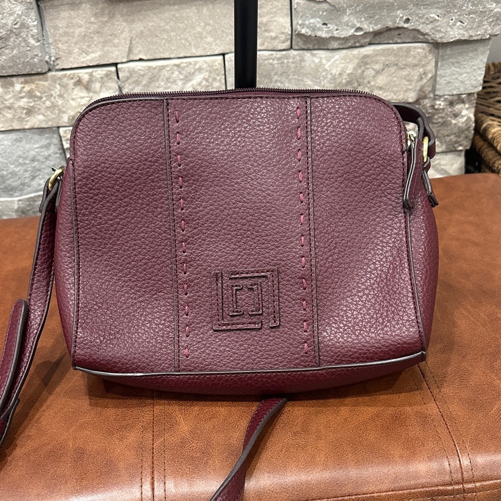 Liz Claiborne Burgundy Pebbled Leather Crossbody